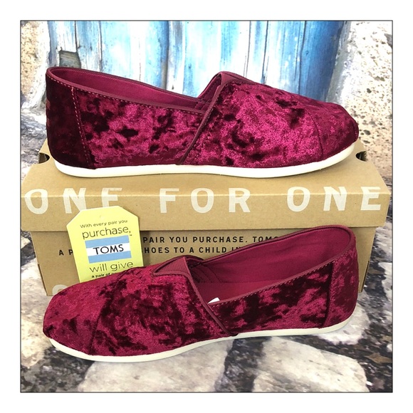 New Toms Black Cherry Velvet Alpargata Classics - Picture 3 of 5